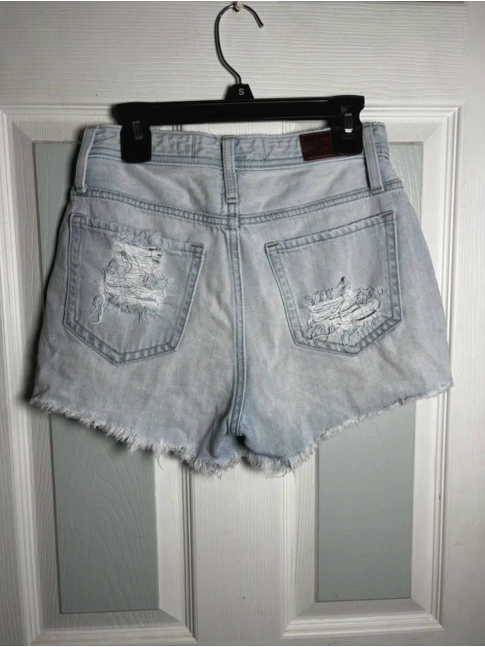 Hollister Faded Light Blue Ripped Denim Shorts